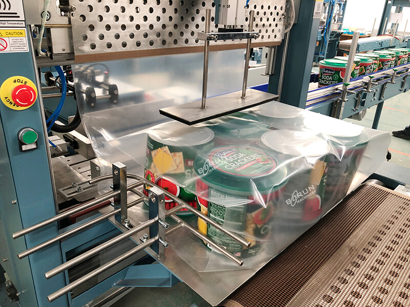 Customized Film Shrink Wrapping Machine for Soda Biscuits Cracker Bucket