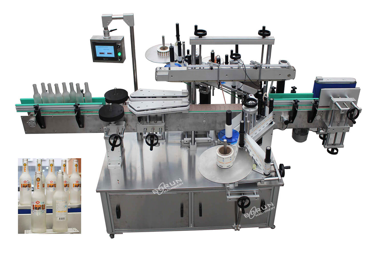 Automatic Square / Round Bottle Double Sided Adhesive Labeling Machine